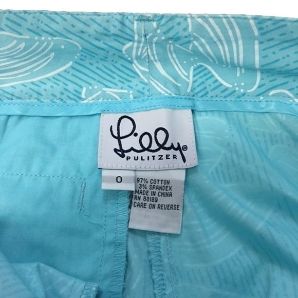 LILLY Pulitzer Seashell Print Cropped Pant Capri Cotton White Label Vintage - Picture 7 of 11